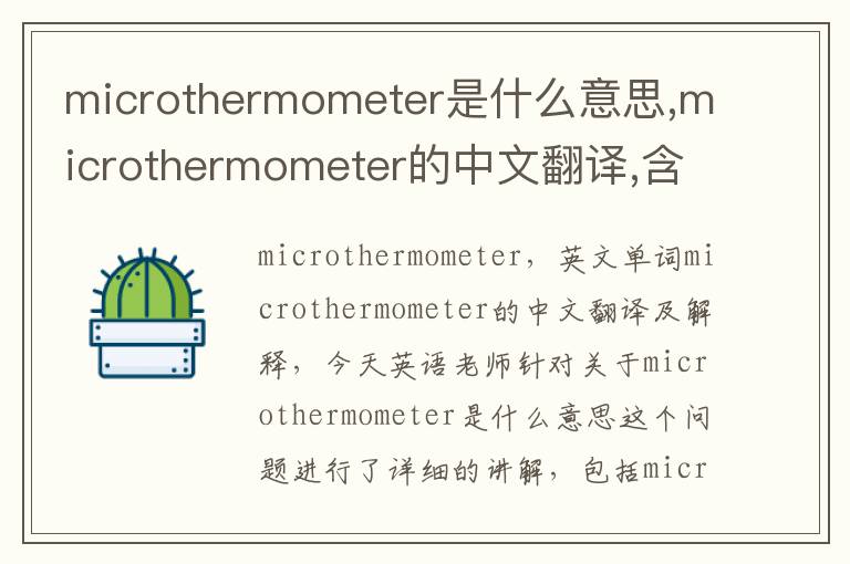 microthermometer是什么意思,microthermometer的中文翻译,含义,读音发音,用法,造句,参考例句