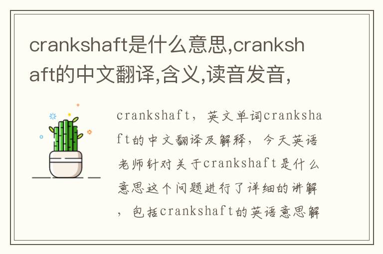 crankshaft是什么意思,crankshaft的中文翻译,含义,读音发音,用法,造句,参考例句