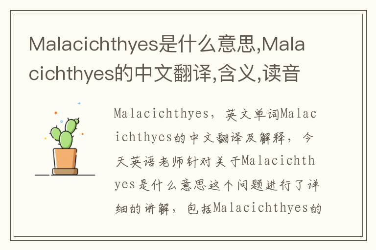 Malacichthyes是什么意思,Malacichthyes的中文翻译,含义,读音发音,用法,造句,参考例句