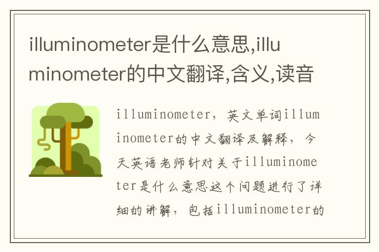 illuminometer是什么意思,illuminometer的中文翻译,含义,读音发音,用法,造句,参考例句