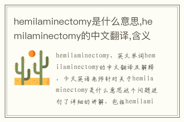 hemilaminectomy是什么意思,hemilaminectomy的中文翻译,含义,读音发音,用法,造句,参考例句