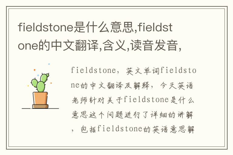 fieldstone是什么意思,fieldstone的中文翻译,含义,读音发音,用法,造句,参考例句