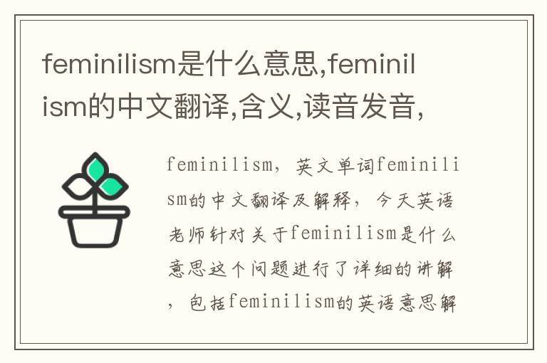 feminilism是什么意思,feminilism的中文翻译,含义,读音发音,用法,造句,参考例句