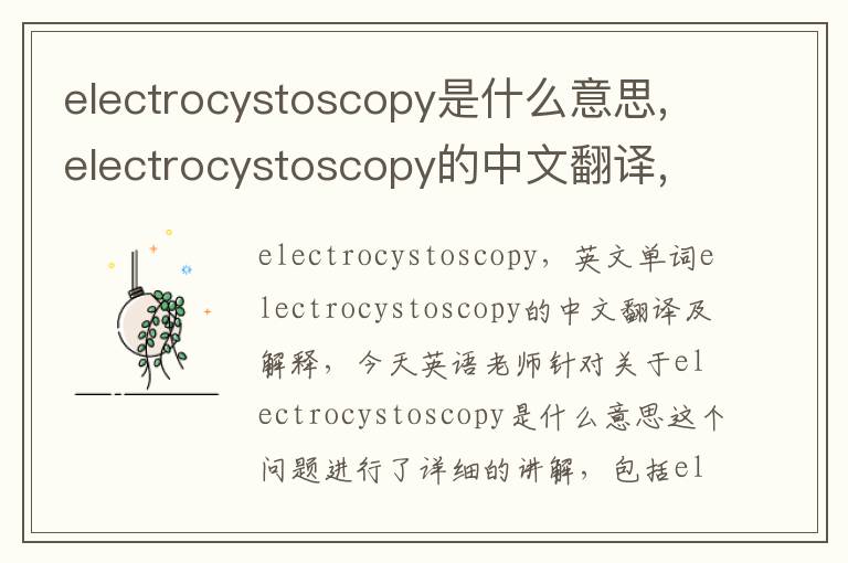 electrocystoscopy是什么意思,electrocystoscopy的中文翻译,含义,读音发音,用法,造句,参考例句