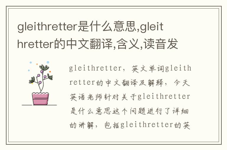 gleithretter是什么意思,gleithretter的中文翻译,含义,读音发音,用法,造句,参考例句