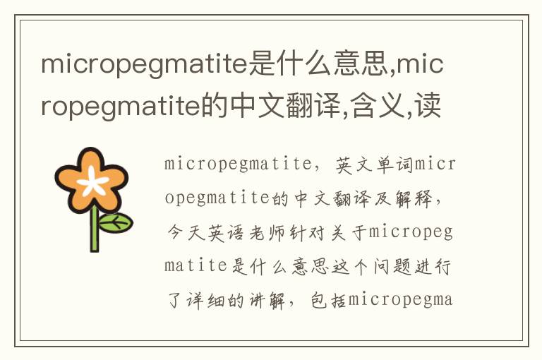 micropegmatite是什么意思,micropegmatite的中文翻译,含义,读音发音,用法,造句,参考例句