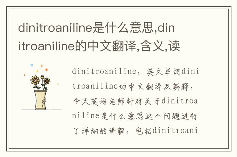 dinitroaniline是什么意思,dinitroaniline的中文翻译,含义,读音发音,用法,造句,参考例句