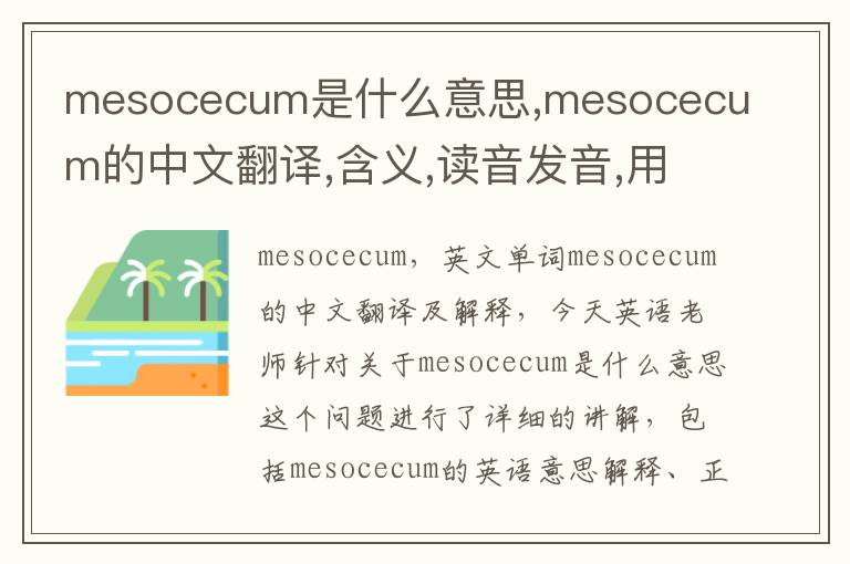 mesocecum是什么意思,mesocecum的中文翻译,含义,读音发音,用法,造句,参考例句