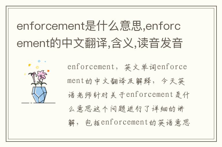 enforcement是什么意思,enforcement的中文翻译,含义,读音发音,用法,造句,参考例句