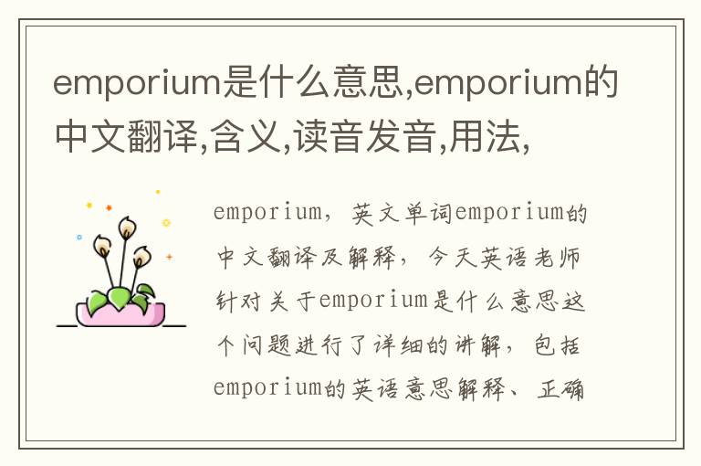 emporium是什么意思,emporium的中文翻译,含义,读音发音,用法,造句,参考例句