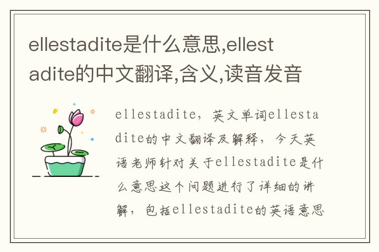 ellestadite是什么意思,ellestadite的中文翻译,含义,读音发音,用法,造句,参考例句