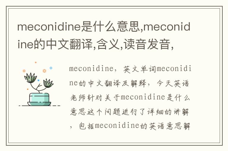 meconidine是什么意思,meconidine的中文翻译,含义,读音发音,用法,造句,参考例句