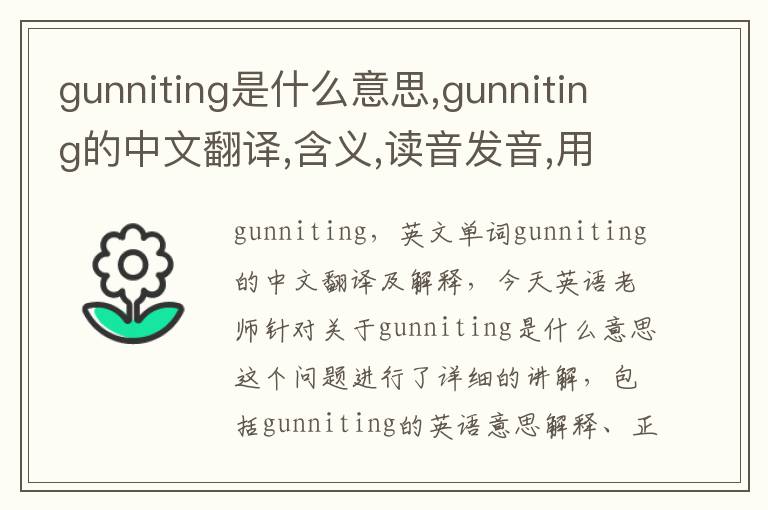 gunniting是什么意思,gunniting的中文翻译,含义,读音发音,用法,造句,参考例句