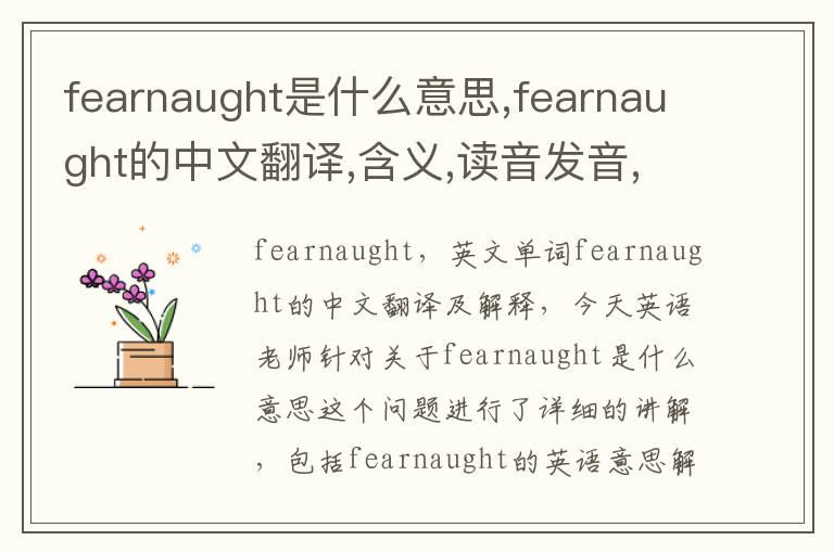 fearnaught是什么意思,fearnaught的中文翻译,含义,读音发音,用法,造句,参考例句