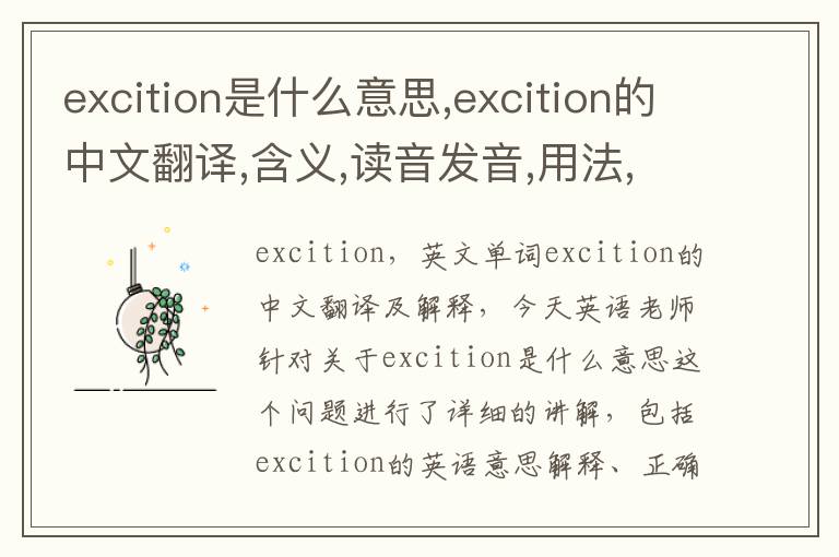 excition是什么意思,excition的中文翻译,含义,读音发音,用法,造句,参考例句