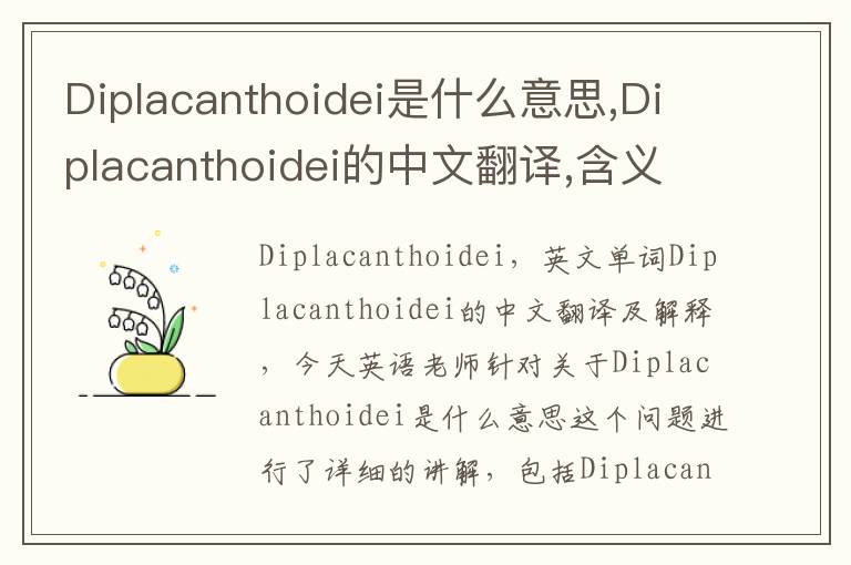 Diplacanthoidei是什么意思,Diplacanthoidei的中文翻译,含义,读音发音,用法,造句,参考例句