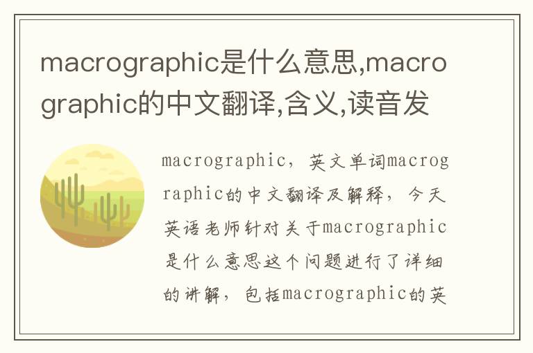 macrographic是什么意思,macrographic的中文翻译,含义,读音发音,用法,造句,参考例句