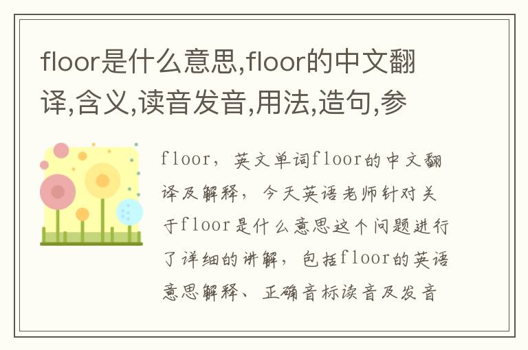 floor是什么意思,floor的中文翻译,含义,读音发音,用法,造句,参考例句