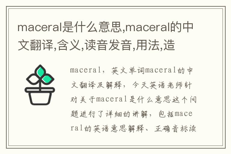 maceral是什么意思,maceral的中文翻译,含义,读音发音,用法,造句,参考例句