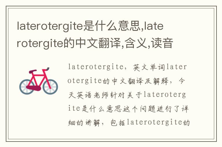 laterotergite是什么意思,laterotergite的中文翻译,含义,读音发音,用法,造句,参考例句