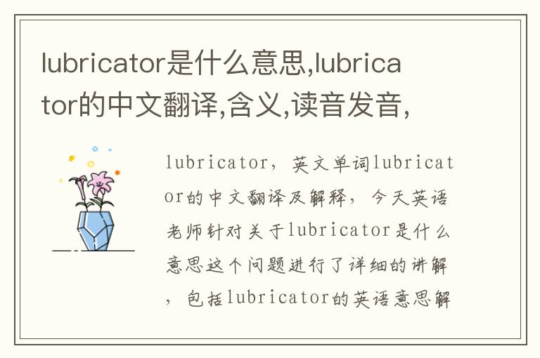 lubricator是什么意思,lubricator的中文翻译,含义,读音发音,用法,造句,参考例句