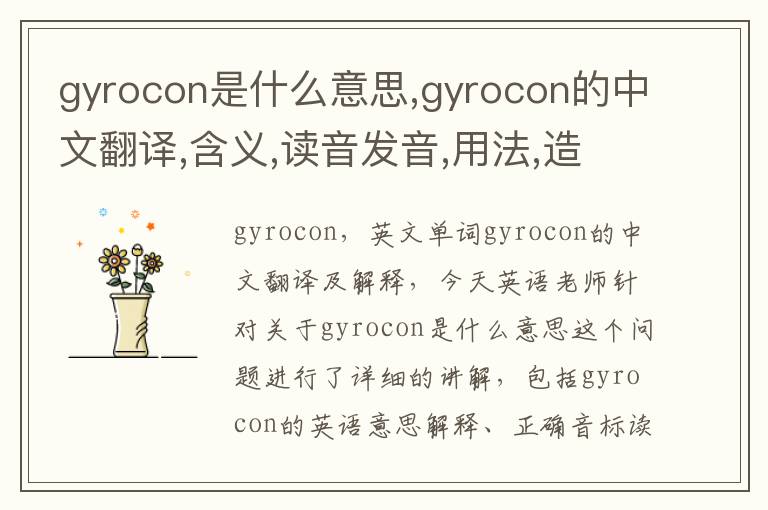 gyrocon是什么意思,gyrocon的中文翻译,含义,读音发音,用法,造句,参考例句