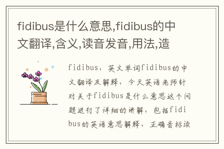 fidibus是什么意思,fidibus的中文翻译,含义,读音发音,用法,造句,参考例句