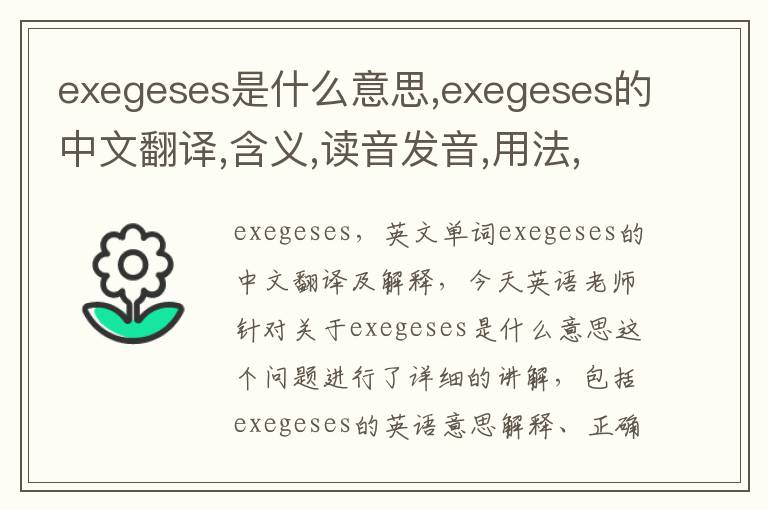 exegeses是什么意思,exegeses的中文翻译,含义,读音发音,用法,造句,参考例句