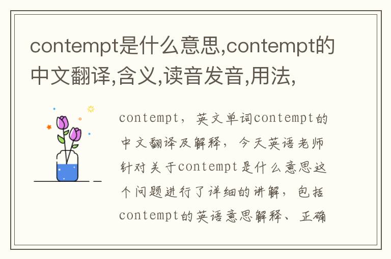 contempt是什么意思,contempt的中文翻译,含义,读音发音,用法,造句,参考例句