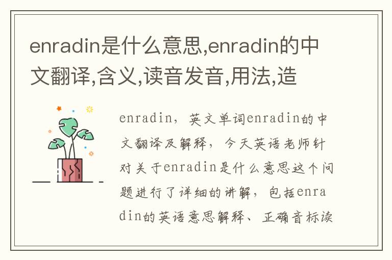 enradin是什么意思,enradin的中文翻译,含义,读音发音,用法,造句,参考例句