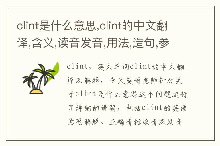 clint是什么意思,clint的中文翻译,含义,读音发音,用法,造句,参考例句