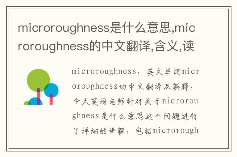 microroughness是什么意思,microroughness的中文翻译,含义,读音发音,用法,造句,参考例句