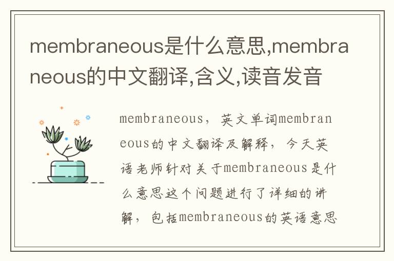 membraneous是什么意思,membraneous的中文翻译,含义,读音发音,用法,造句,参考例句