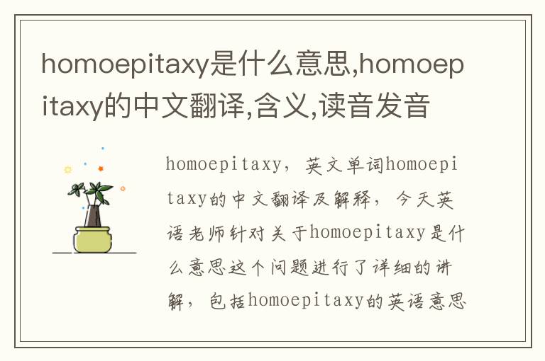 homoepitaxy是什么意思,homoepitaxy的中文翻译,含义,读音发音,用法,造句,参考例句