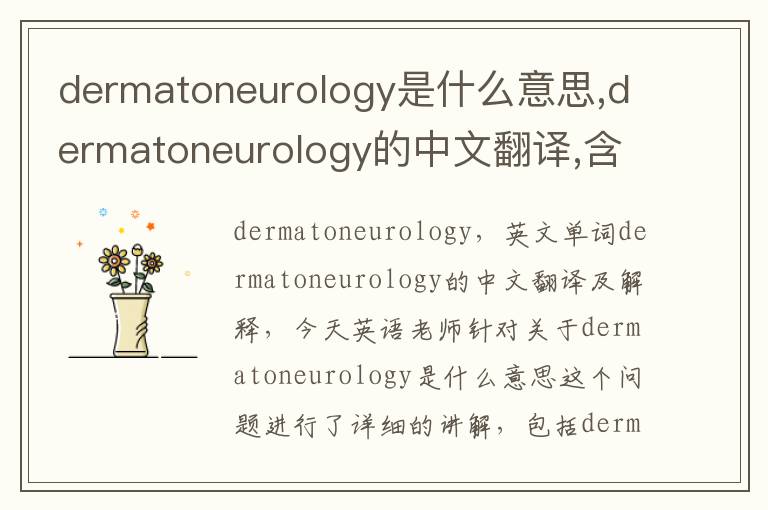 dermatoneurology是什么意思,dermatoneurology的中文翻译,含义,读音发音,用法,造句,参考例句