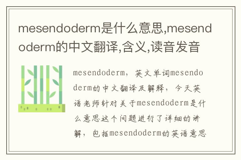 mesendoderm是什么意思,mesendoderm的中文翻译,含义,读音发音,用法,造句,参考例句