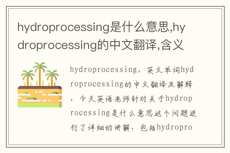 hydroprocessing是什么意思,hydroprocessing的中文翻译,含义,读音发音,用法,造句,参考例句