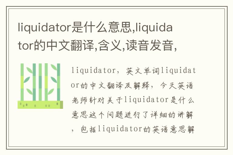 liquidator是什么意思,liquidator的中文翻译,含义,读音发音,用法,造句,参考例句