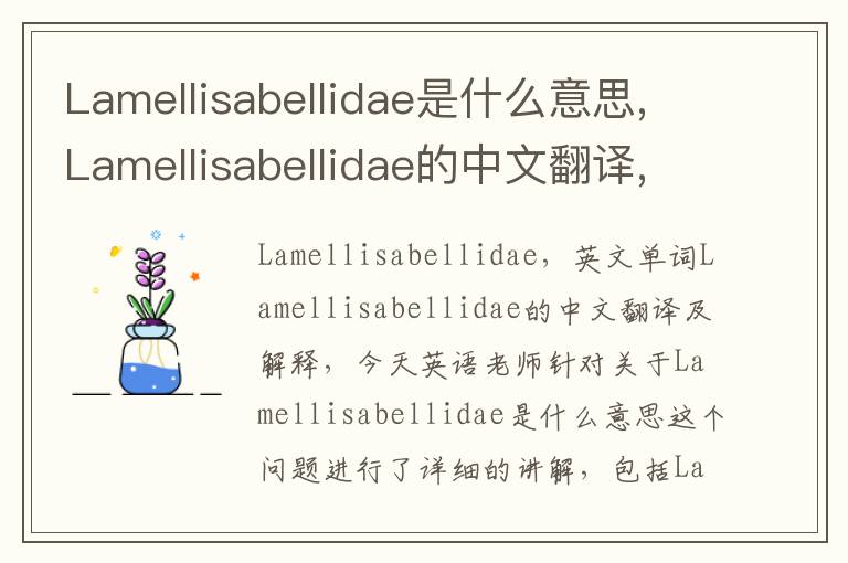 Lamellisabellidae是什么意思,Lamellisabellidae的中文翻译,含义,读音发音,用法,造句,参考例句