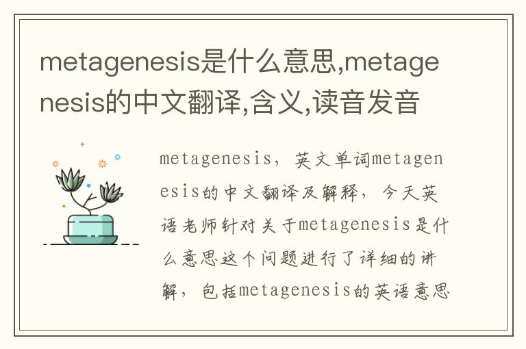 metagenesis是什么意思,metagenesis的中文翻译,含义,读音发音,用法,造句,参考例句