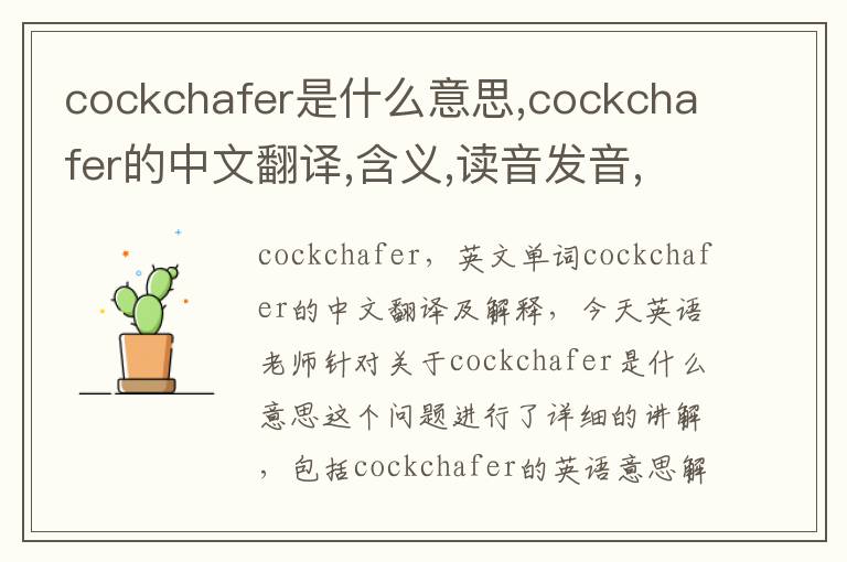 cockchafer是什么意思,cockchafer的中文翻译,含义,读音发音,用法,造句,参考例句