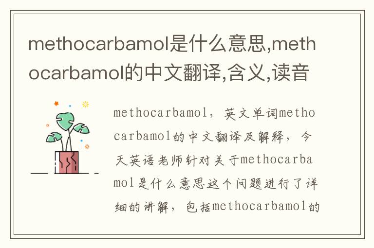 methocarbamol是什么意思,methocarbamol的中文翻译,含义,读音发音,用法,造句,参考例句