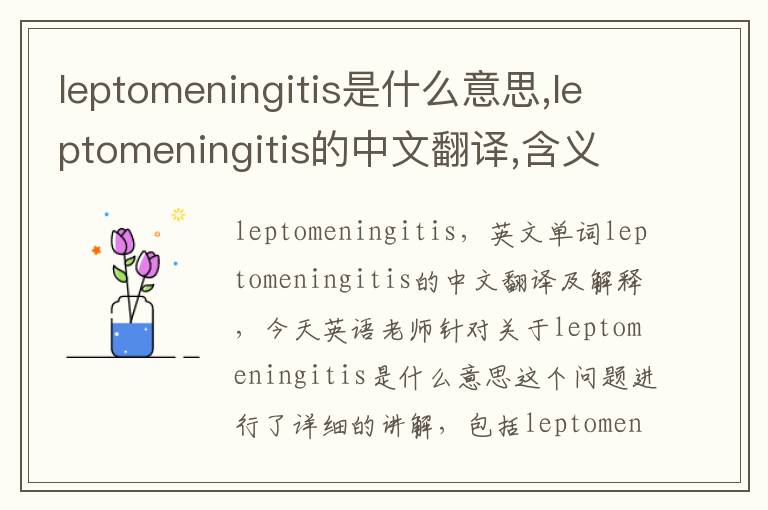 leptomeningitis是什么意思,leptomeningitis的中文翻译,含义,读音发音,用法,造句,参考例句