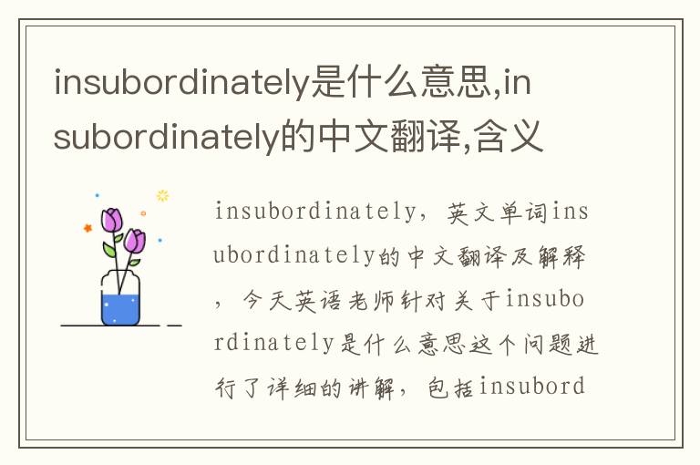 insubordinately是什么意思,insubordinately的中文翻译,含义,读音发音,用法,造句,参考例句