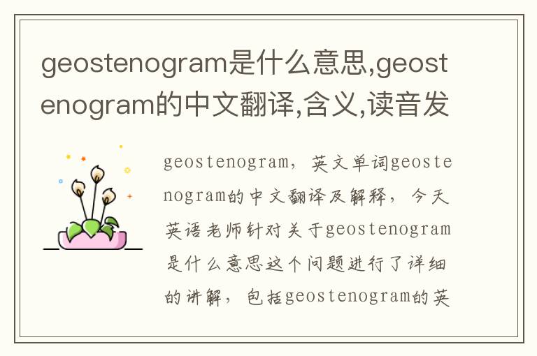 geostenogram是什么意思,geostenogram的中文翻译,含义,读音发音,用法,造句,参考例句