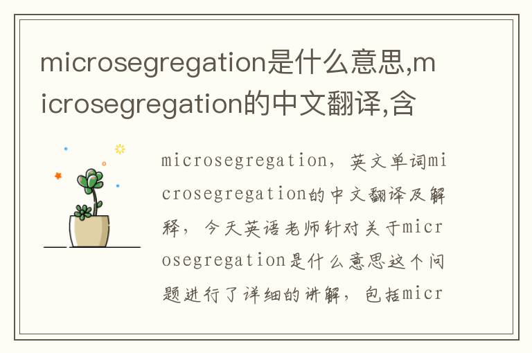 microsegregation是什么意思,microsegregation的中文翻译,含义,读音发音,用法,造句,参考例句