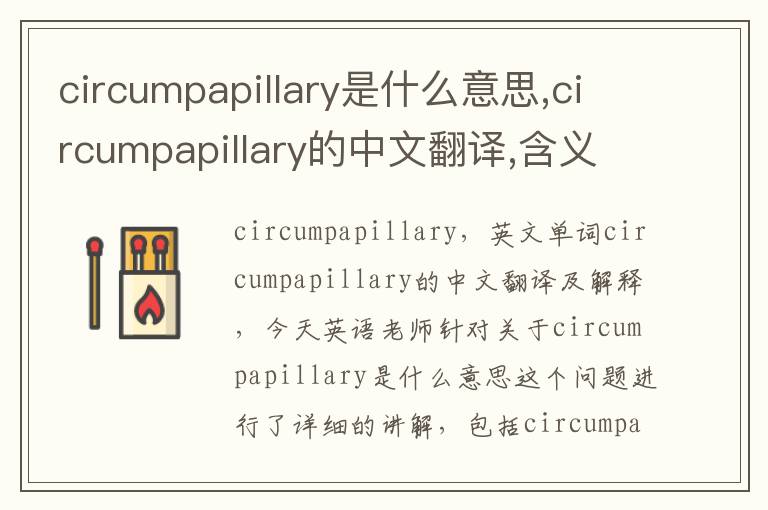 circumpapillary是什么意思,circumpapillary的中文翻译,含义,读音发音,用法,造句,参考例句