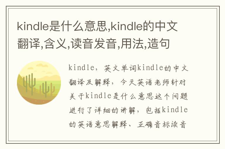 kindle是什么意思,kindle的中文翻译,含义,读音发音,用法,造句,参考例句