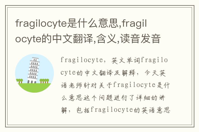 fragilocyte是什么意思,fragilocyte的中文翻译,含义,读音发音,用法,造句,参考例句