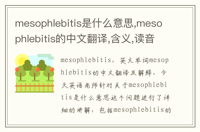 mesophlebitis是什么意思,mesophlebitis的中文翻译,含义,读音发音,用法,造句,参考例句